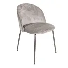 Silla de metal negro y asiento de terciopelo gris Made in Italy - Meredith Viadurini