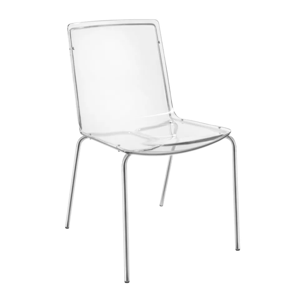 Silla en plexiglás transparente y hierro Made in Italy 2 piezas - Charlotte Viadurini