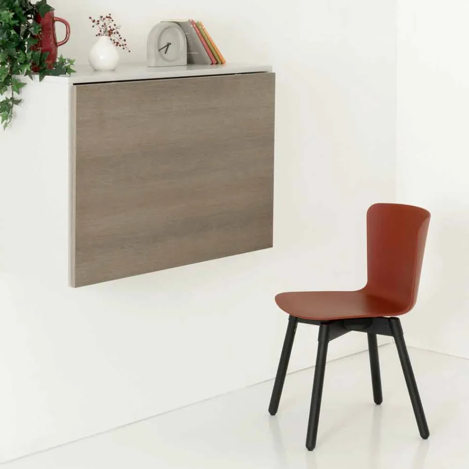Silla de polipropileno con base de roble teñido Made in Italy, 2 piezas - Scandio Viadurini