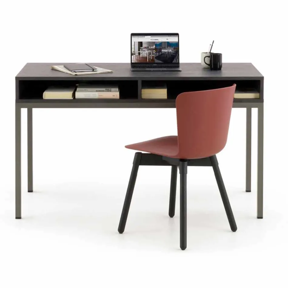 Silla de polipropileno con base de roble teñido Made in Italy, 2 piezas - Scandio Viadurini