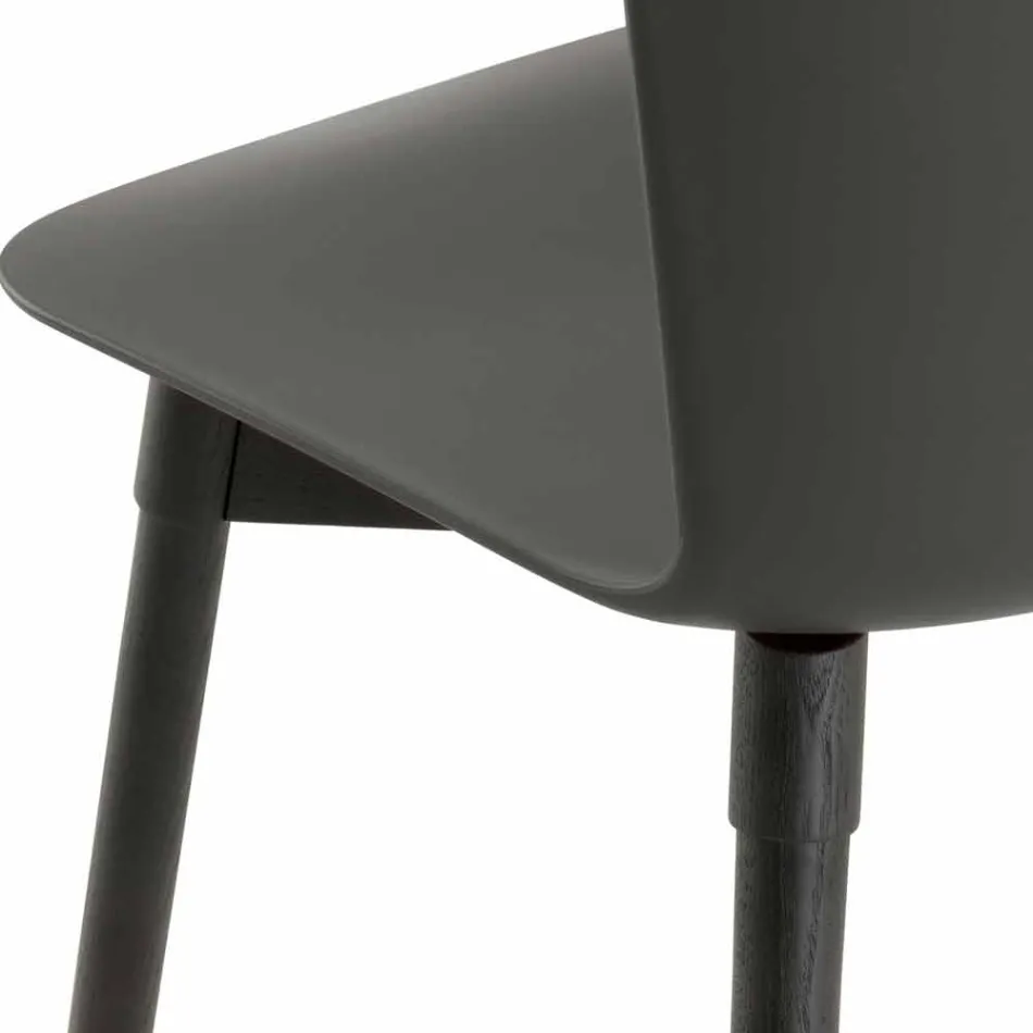 Silla de polipropileno con base de roble teñido Made in Italy, 2 piezas - Scandio Viadurini