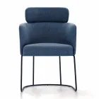 Silla de tela con estructura de metal negro de lujo Made in Italy - Cocoa Viadurini