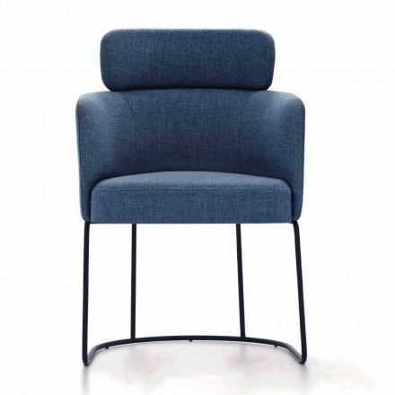 Silla de tela con estructura de metal negro de lujo Made in Italy - Cocoa Viadurini