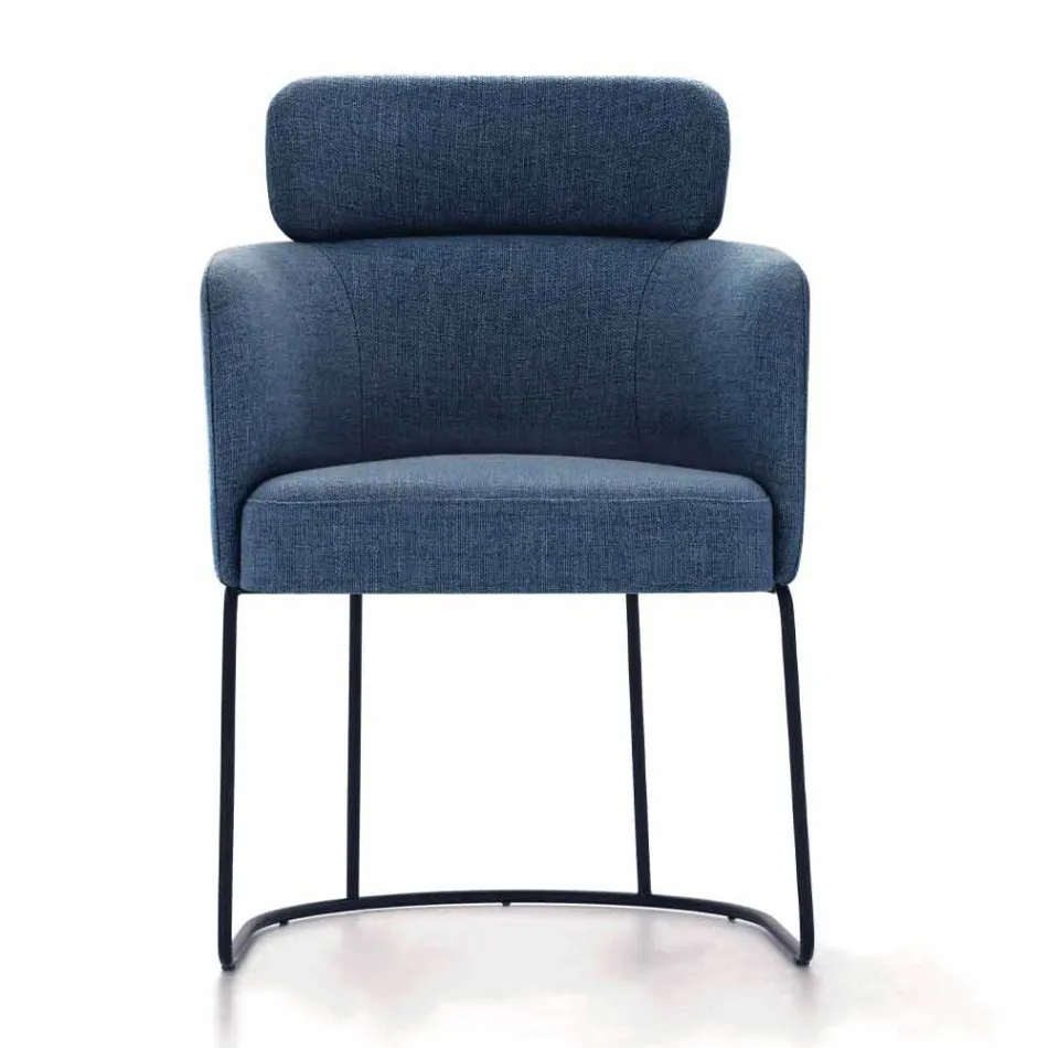 Silla de tela con estructura de metal negro de lujo Made in Italy - Cocoa Viadurini