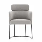 Silla de tela con estructura de metal negro de lujo Made in Italy - Cocoa Viadurini