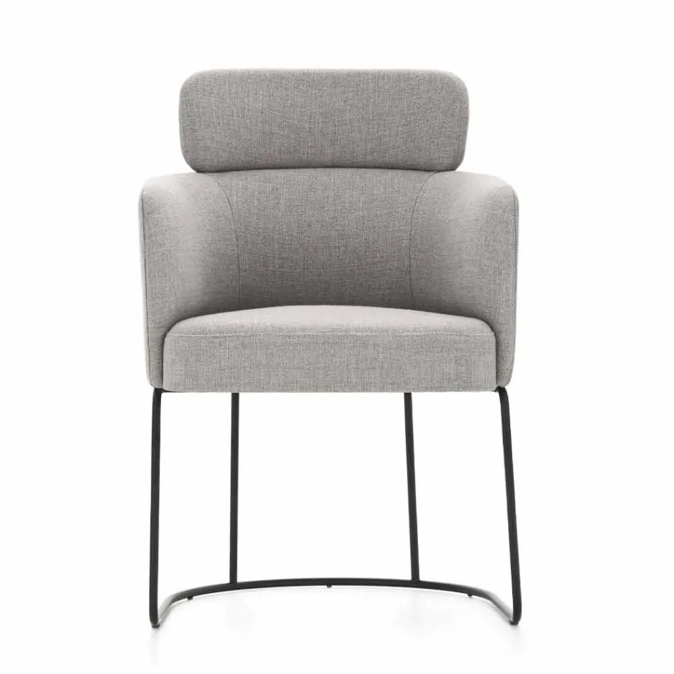 Silla de tela con estructura de metal negro de lujo Made in Italy - Cocoa Viadurini