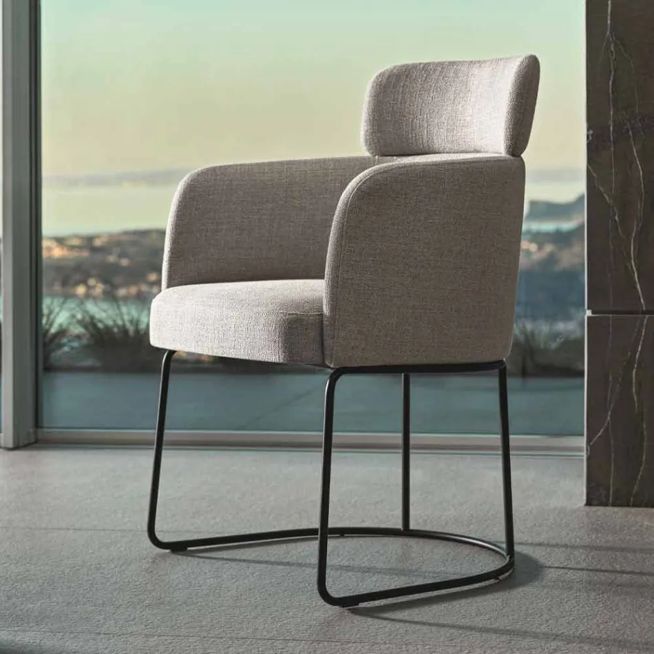 Silla de tela con estructura de metal negro de lujo Made in Italy - Cocoa Viadurini