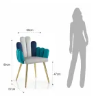 Silla en tela efecto terciopelo gris, verde y azul - Sandía Viadurini