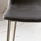 Silla en tejido de fibra efecto piel y patas de metal Made in Italy - Amane Viadurini