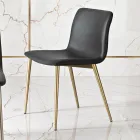 Silla en tejido de fibra efecto piel y patas de metal Made in Italy - Amane Viadurini