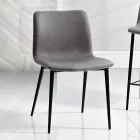 Silla en tejido de fibra efecto piel y patas de metal Made in Italy - Amane Viadurini