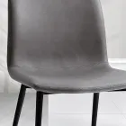 Silla en tejido de fibra efecto piel y patas de metal Made in Italy - Amane Viadurini