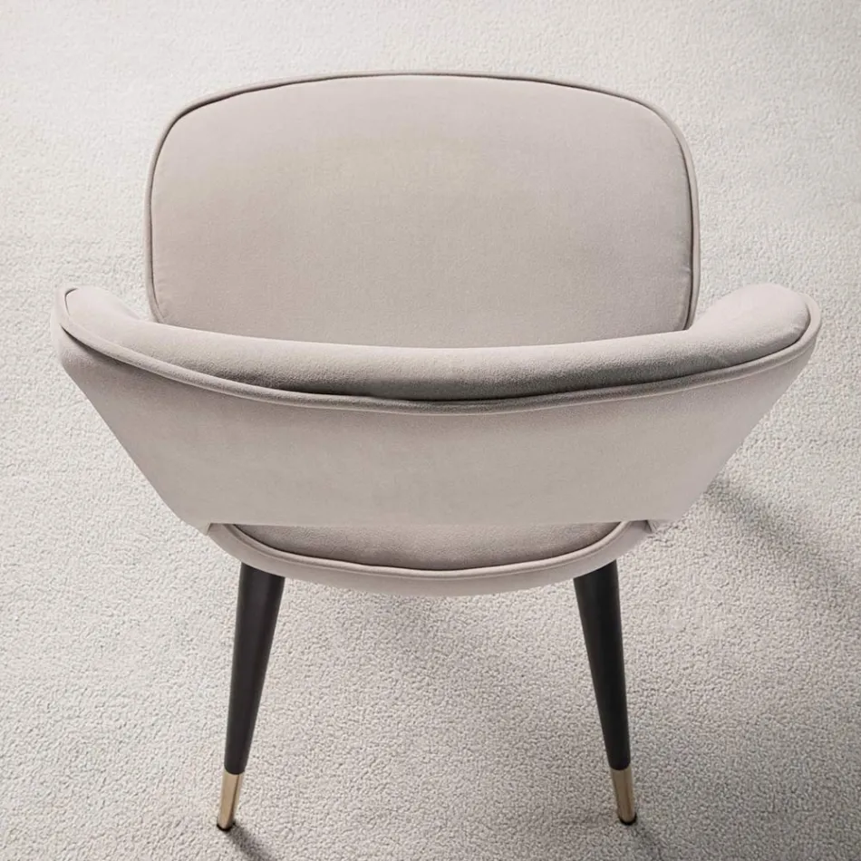 Silla de terciopelo con patas de metal negro y latón satinado, 4 piezas - Sibea Viadurini