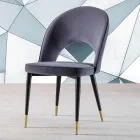 Silla de terciopelo con patas de metal negro y latón satinado, 4 piezas - Sibea Viadurini