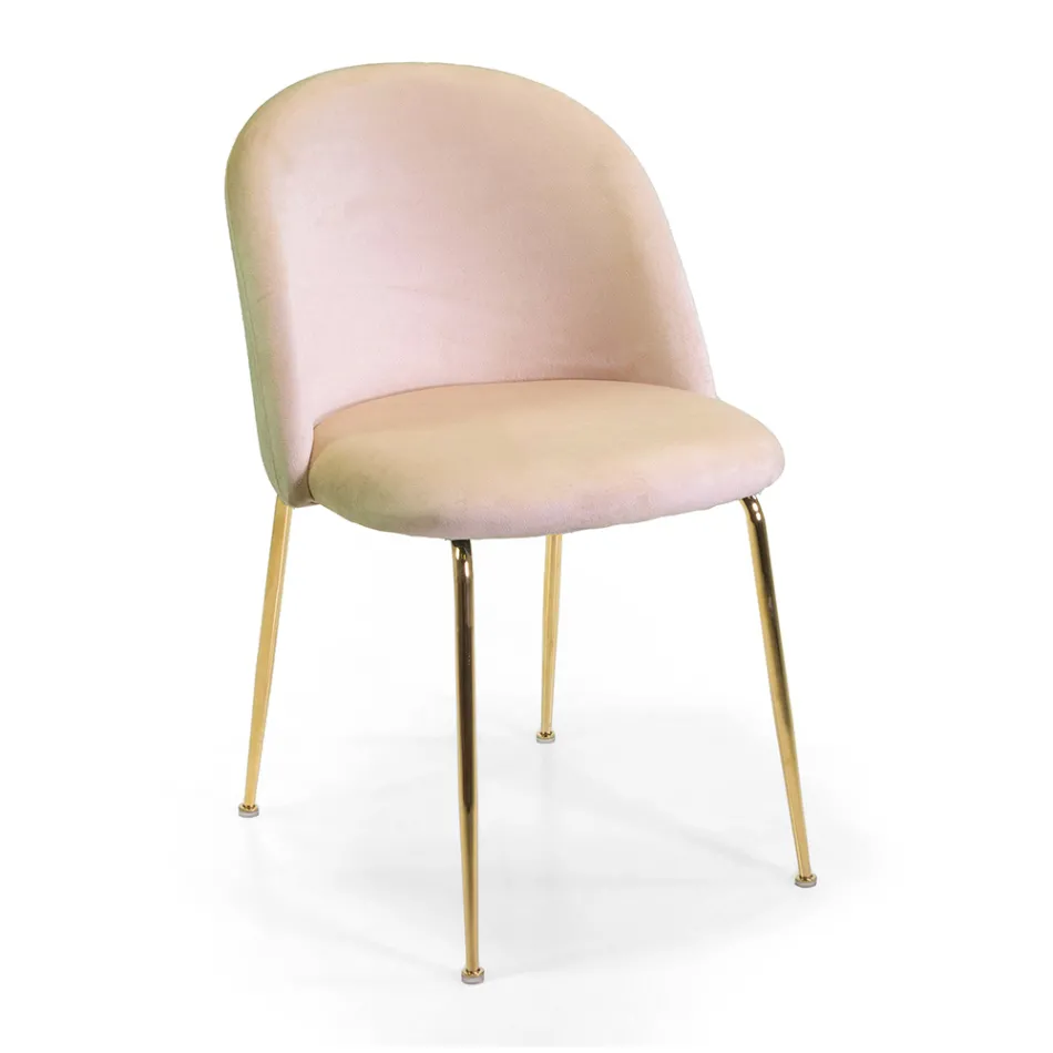 Silla de terciopelo y estructura metálica en distintos acabados - Penna Viadurini