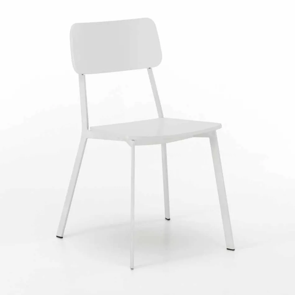Silla de diseño moderno en madera y metal, elmas, 4 piezas Viadurini