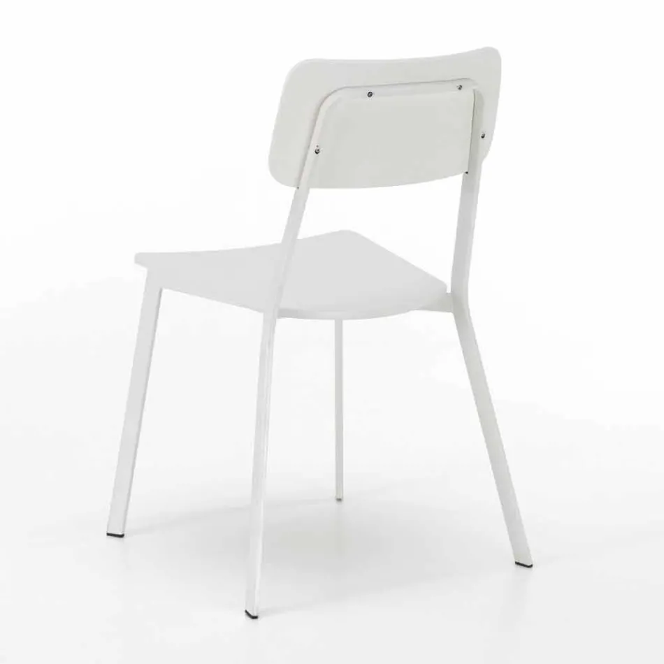 Silla de diseño moderno en madera y metal, elmas, 4 piezas Viadurini