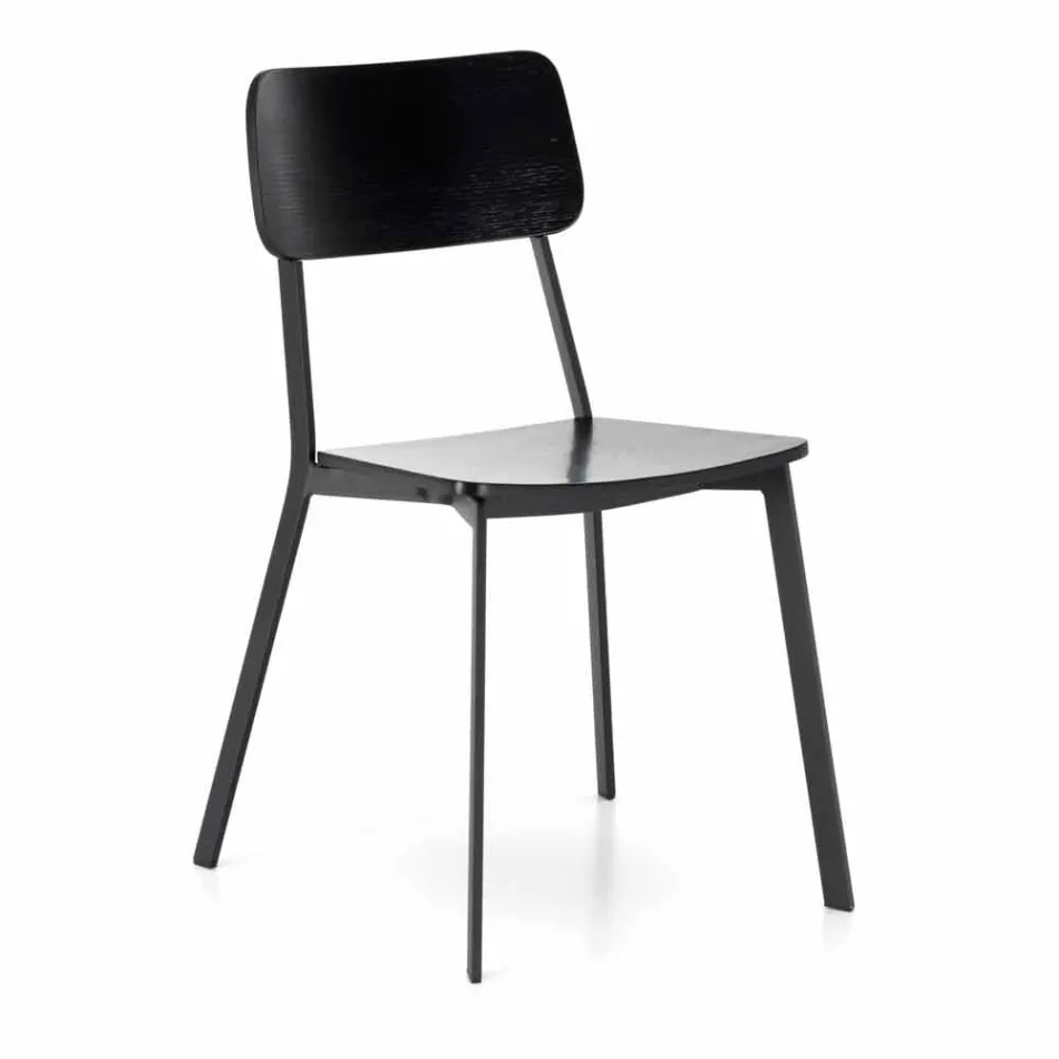 Silla de diseño moderno en madera y metal, elmas, 4 piezas Viadurini