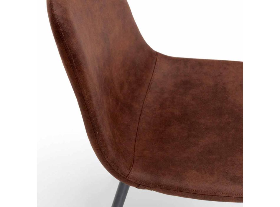 Silla moderna en imitación cuero marrón vintage, Elice, 4 piezas Viadurini