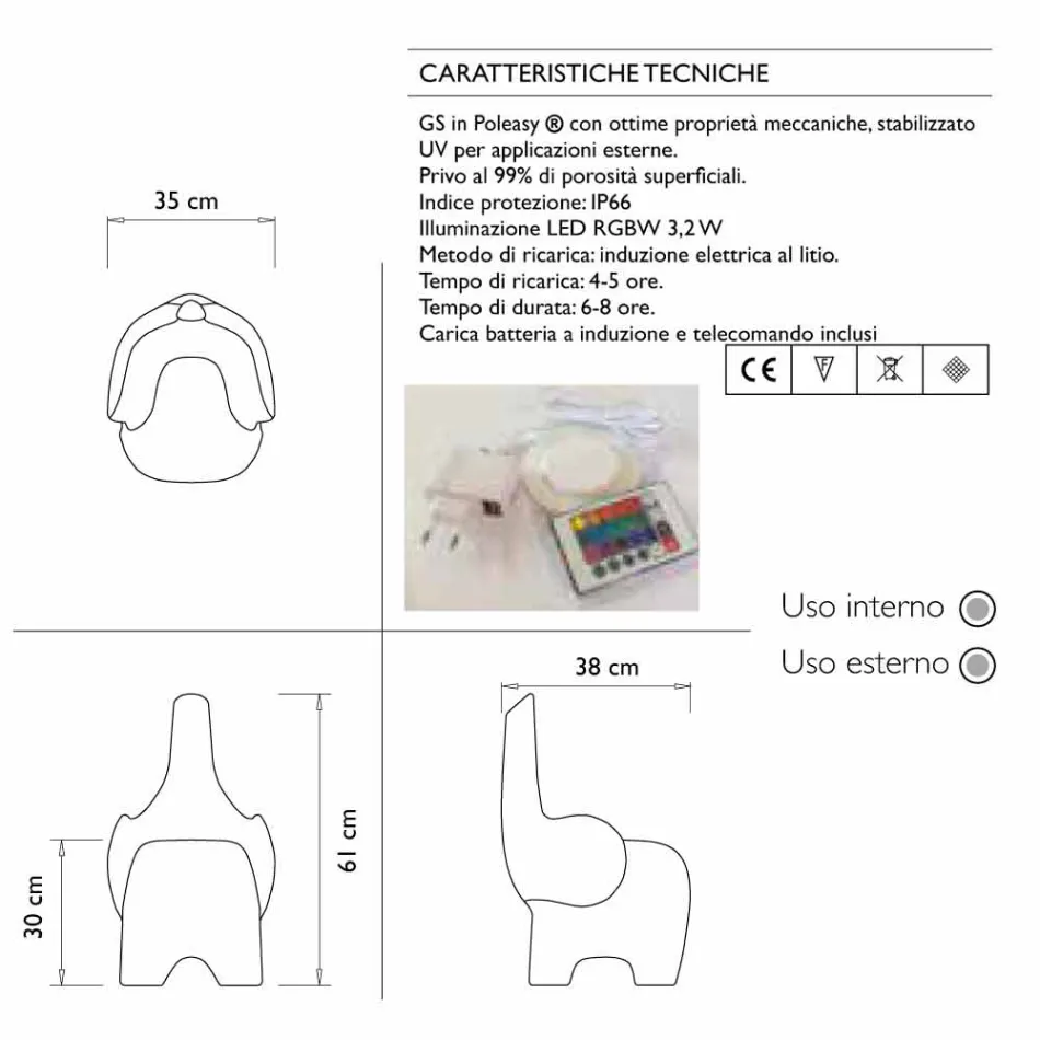 Silla infantil luminosa, LED RGBW recargable, 2 piezas - Tino by Myyour Viadurini