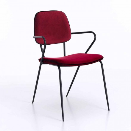 Silla moderna con reposabrazos y asiento tapizado en terciopelo, 4 piezas - Cioli Viadurini