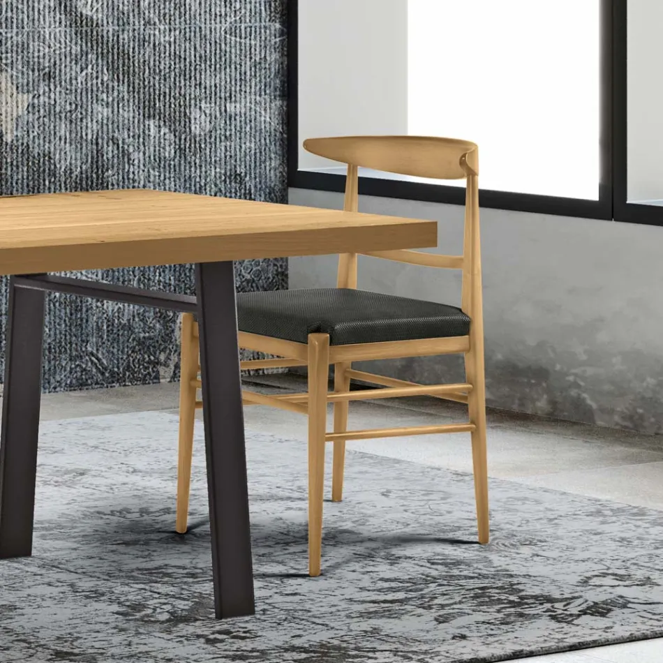 Silla de salón moderna en tela y madera maciza Made in Italy - Wilma Viadurini