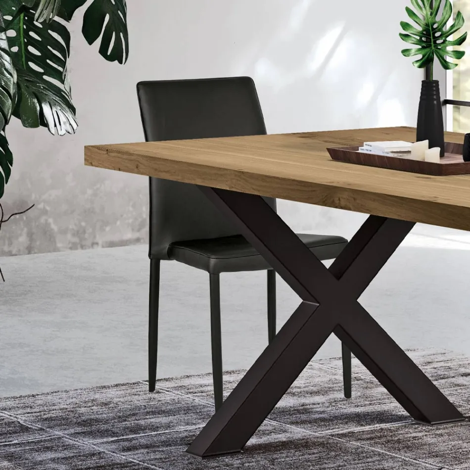 Silla de salón moderna en ecopiel y metal Made in Italy - Michaela Viadurini