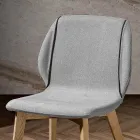 Silla Moderna de Elegante Diseño en Tela con Borde y Madera - Scarat Viadurini