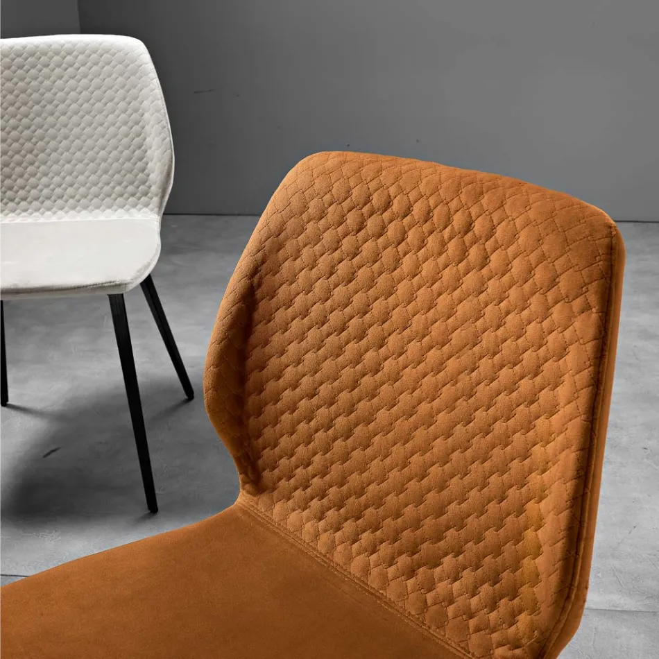 Silla Moderna de Elegante Diseño en Terciopelo Acolchado y Madera - Scarat Viadurini