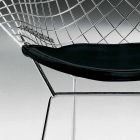 Silla de acero moderna con asiento de cuero de lujo Made in Italy - Beniamino Viadurini