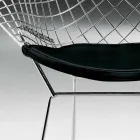 Silla de acero moderna con asiento de cuero de lujo Made in Italy - Beniamino Viadurini
