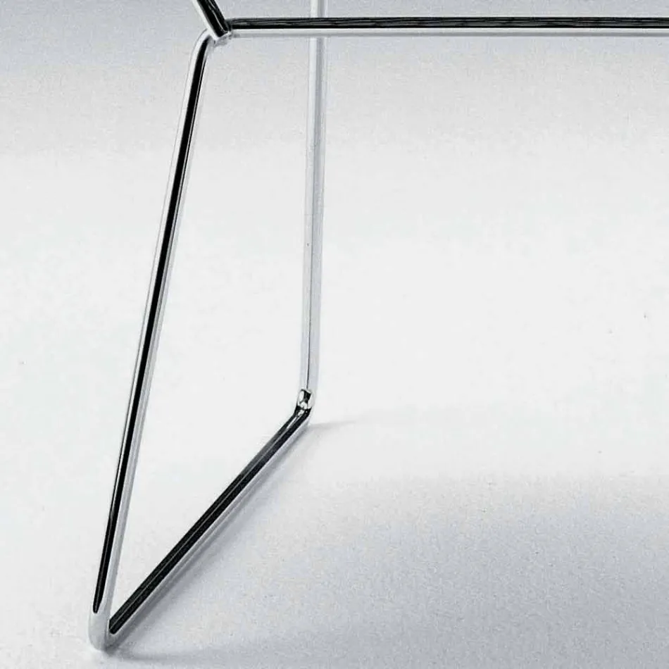 Silla de acero moderna con asiento de cuero de lujo Made in Italy - Beniamino Viadurini