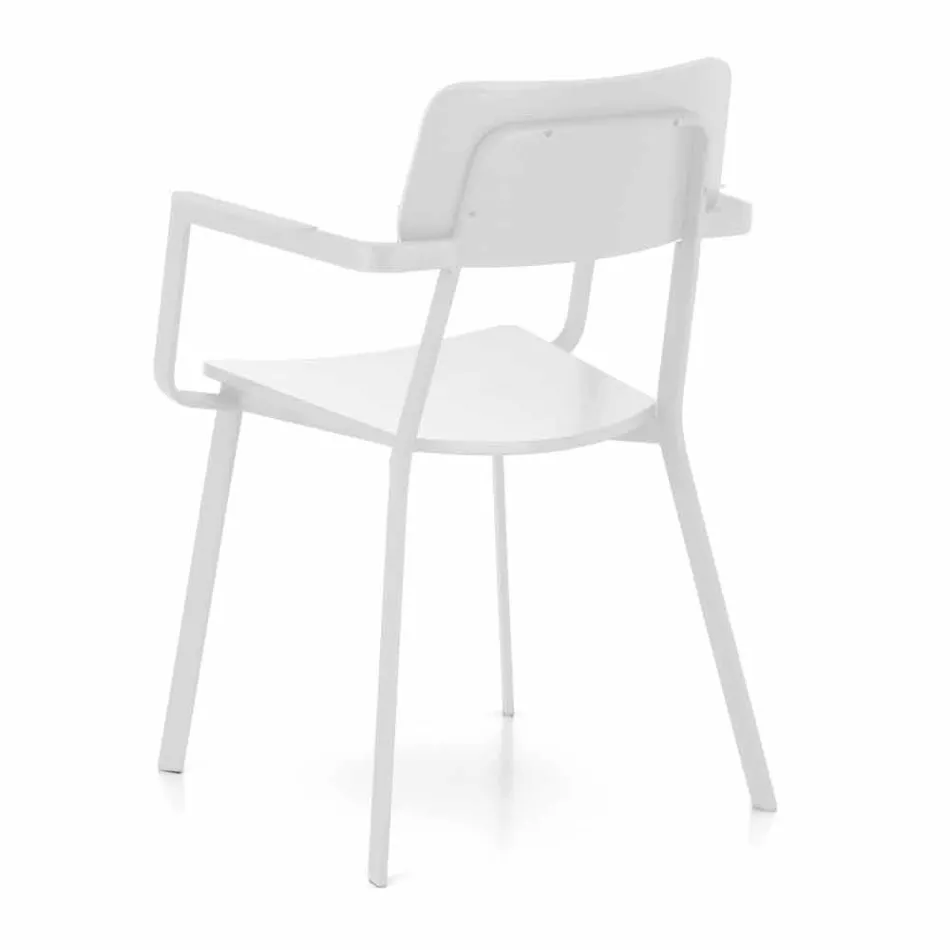 Silla moderna de madera con estructura de metal pintado, 4 piezas - Habibi Viadurini