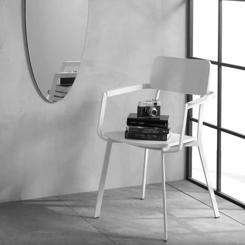 Silla moderna de madera con estructura de metal pintado, 4 piezas - Habibi Viadurini