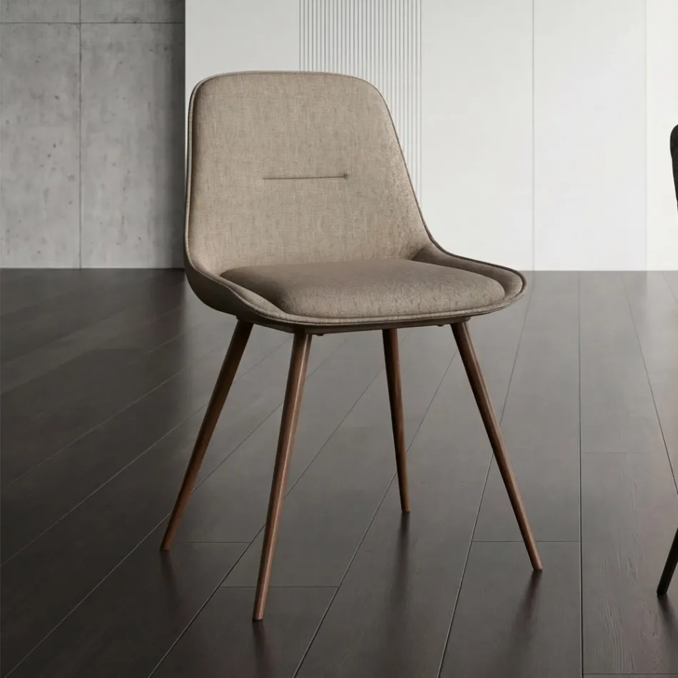 Silla moderna de metal y tela antimanchas en gris paloma o antracita - Canova Viadurini