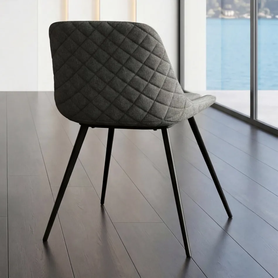 Silla moderna de metal y tela antimanchas en gris paloma o antracita - Canova Viadurini