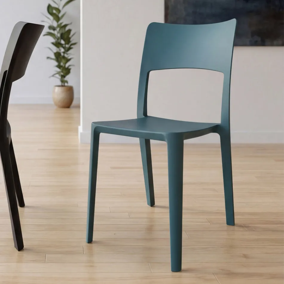Silla moderna apilable de polipropileno para uso interior y exterior - Vermeer Viadurini