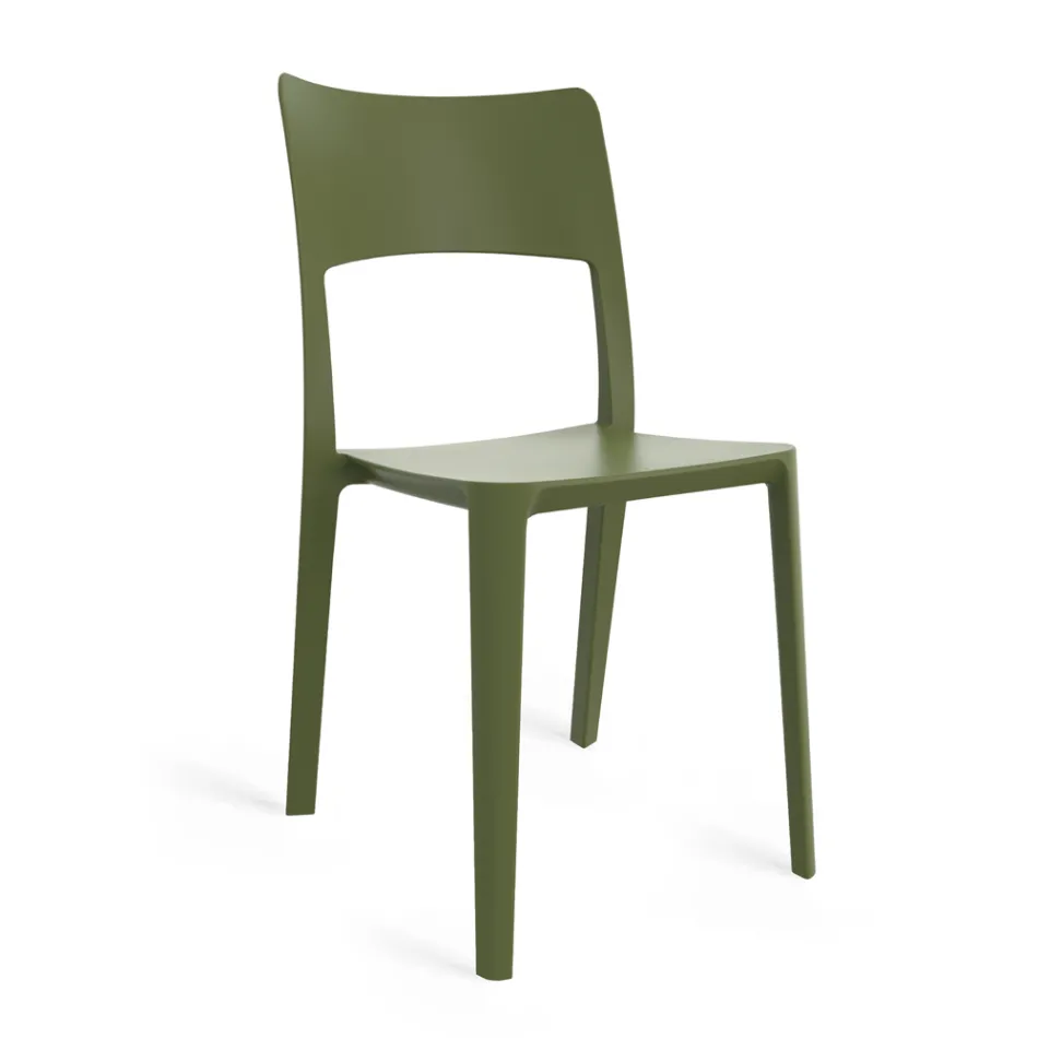 Silla moderna apilable de polipropileno para uso interior y exterior - Vermeer Viadurini