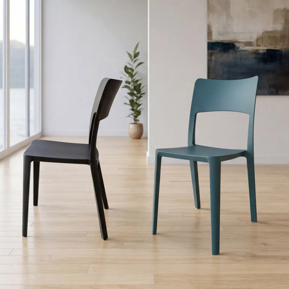 Silla moderna apilable de polipropileno para uso interior y exterior - Vermeer Viadurini
