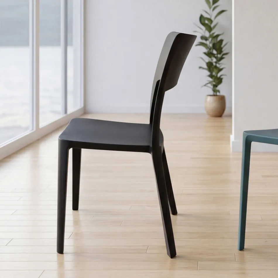 Silla moderna apilable de polipropileno para uso interior y exterior - Vermeer Viadurini