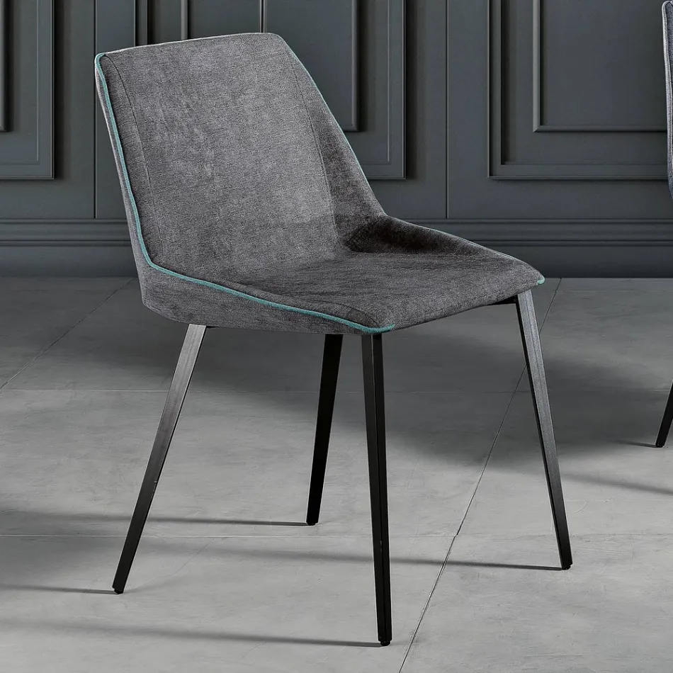 Silla moderna de tela y patas triangulares fabricada en Italia, Oriella Viadurini