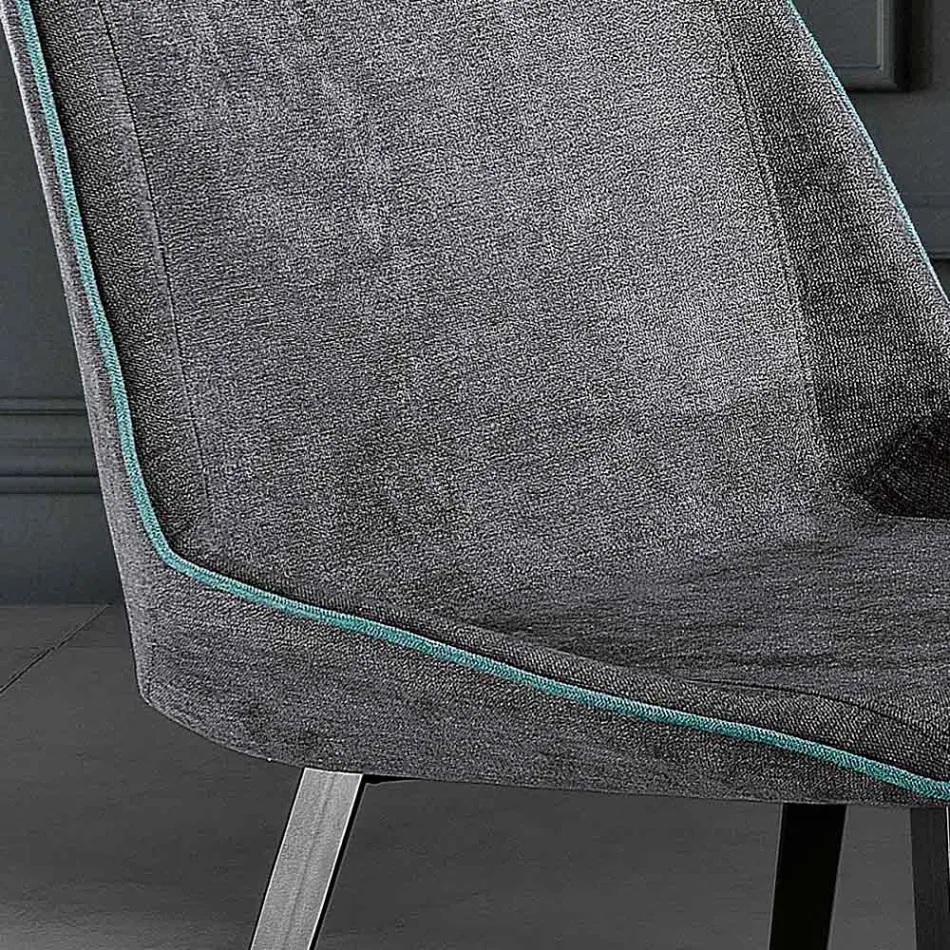Silla moderna de tela y patas triangulares fabricada en Italia, Oriella Viadurini
