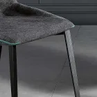 Silla moderna de tela y patas triangulares fabricada en Italia, Oriella Viadurini