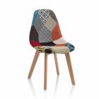 Silla moderna de tela patchwork con patas de madera, 4 piezas - Selena Viadurini