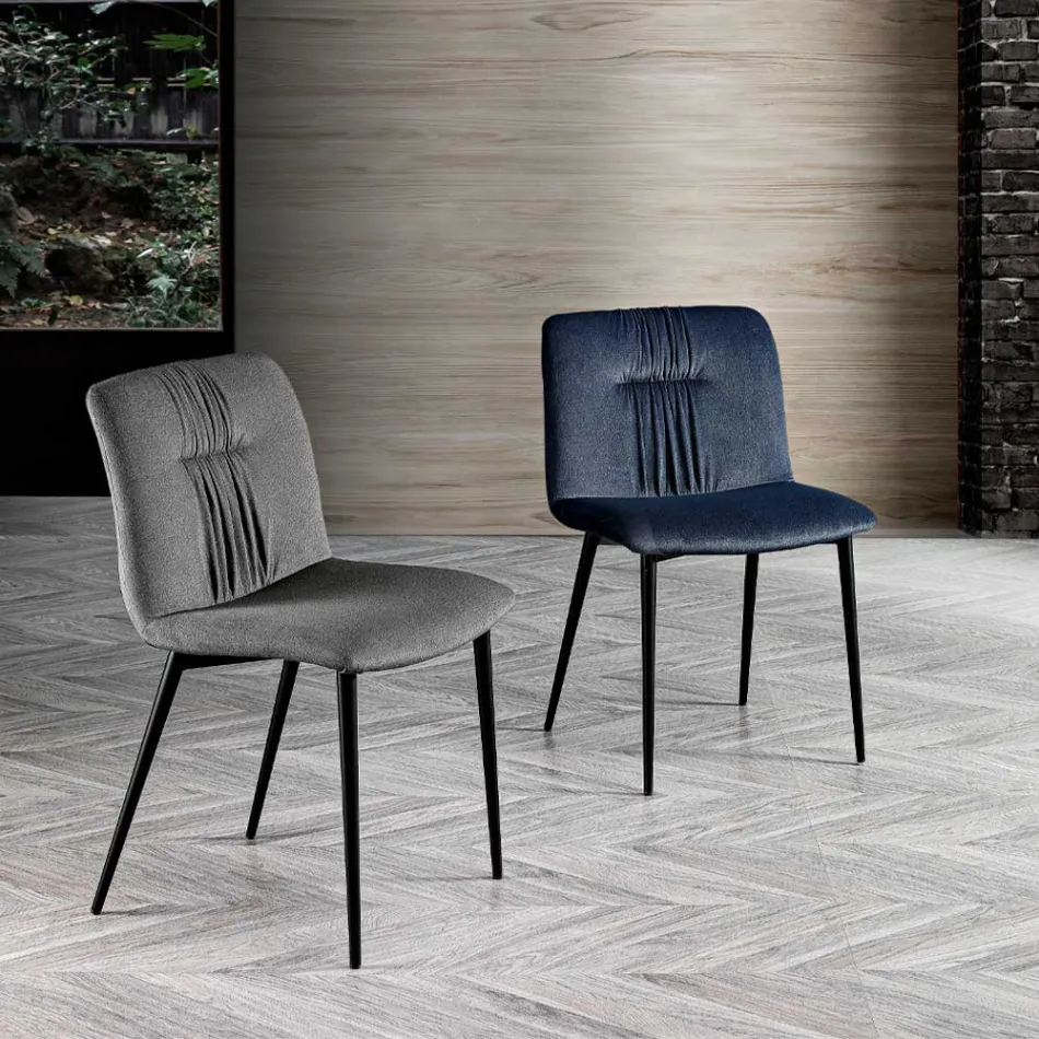 Silla monocasco en tela de colores y diseño en metal negro - Florinda Viadurini