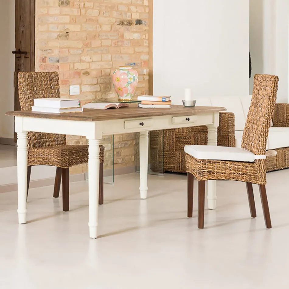 Silla de exterior en tejido de plátano con cojín de asiento - Safari Viadurini