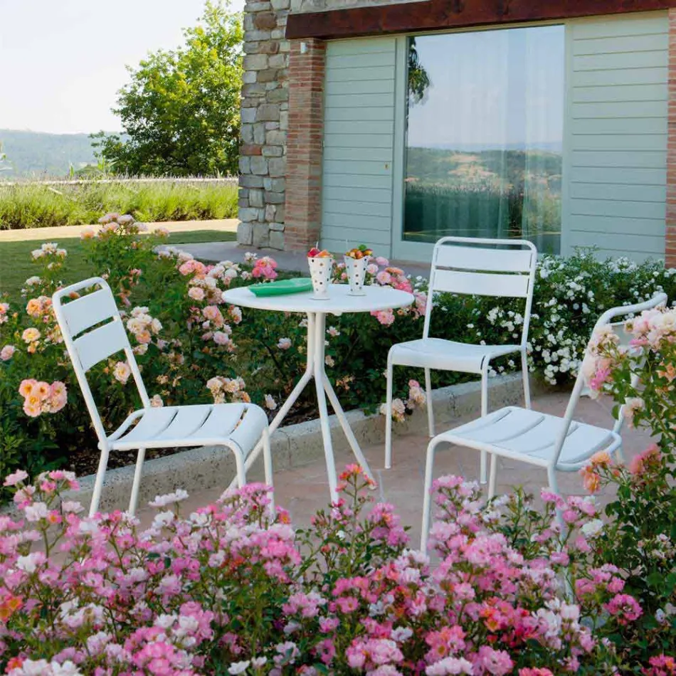 Silla para exteriores apilable con revestimiento en polvo Made in Italy, 4 piezas - Amina Viadurini