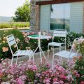 Silla para exteriores apilable con revestimiento en polvo Made in Italy, 4 piezas - Amina