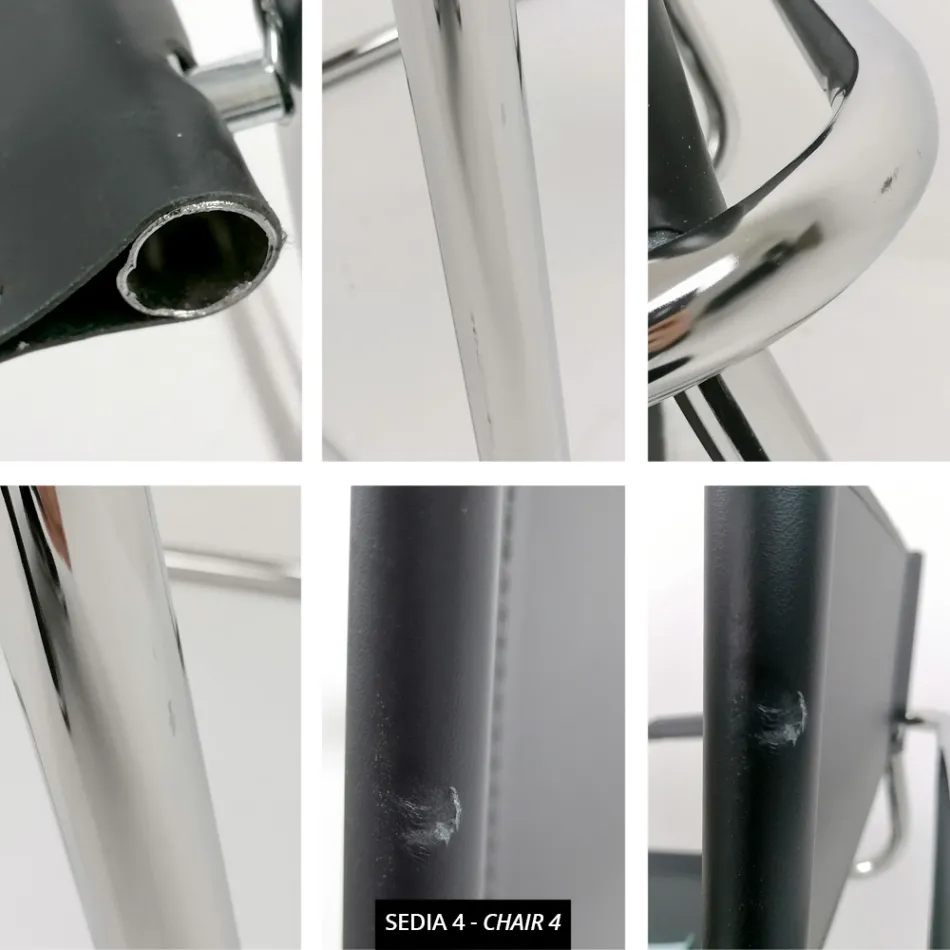 Silla para sala de conferencias o reuniones en cuero negro y metal – Cirillo3/4 Viadurini