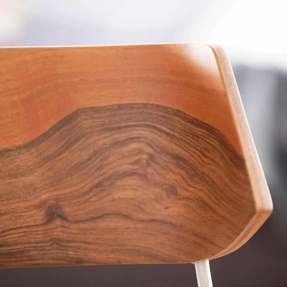 Silla de comedor artesanal en madera y acero Made in Italy - Valencia Viadurini